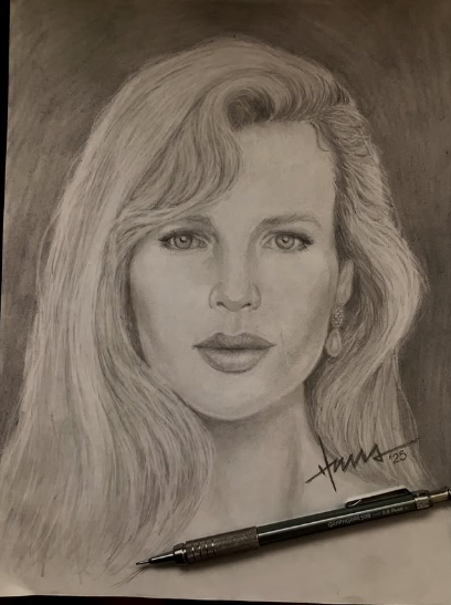 Retrato feminino em grafite